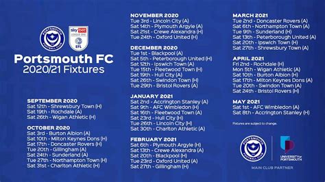 fixtures for portsmouth fc